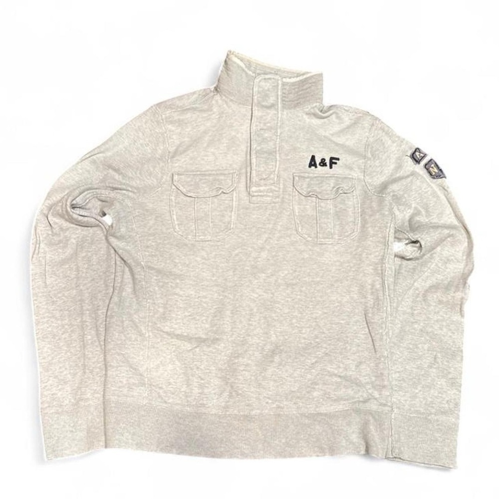 Y2K Abercrombie & Fitch Ribbed Knit Henley Quarter Button Patched Sweater